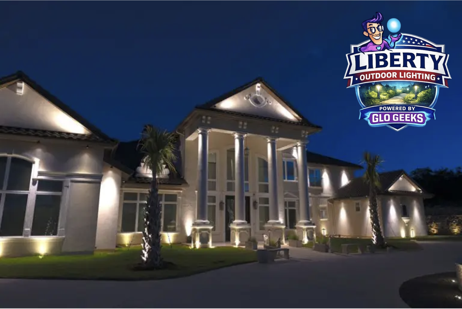 Beautiful outdoor landscape lighting by Liberty Outdoor Lighting